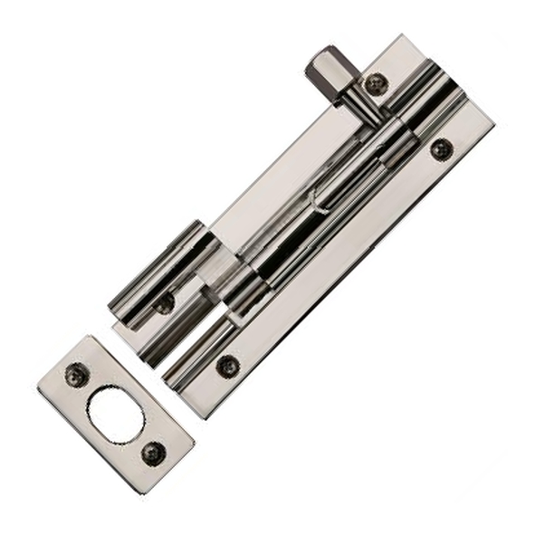 C1592 4-PNF • 102 x 032mm • Polished Nickel • Heritage Brass Necked Barrel Bolt